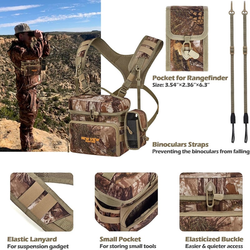 NEW VIEW CamoRanger Binocular Harness Chest Pack, Ripstop Bino Harness with Rangefinder Pouch and Rain Cover for Hunting - Image 5